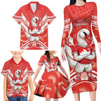 Personalised Swans Football Family Matching Long Sleeve Bodycon Dress and Hawaiian Shirt 2024 Swannies Mascot Go Champions