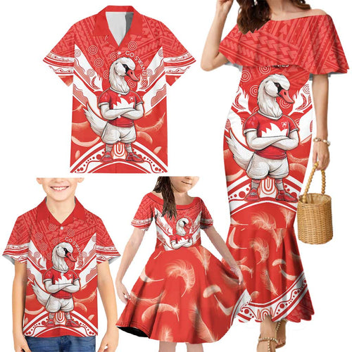 Personalised Swans Football Family Matching Mermaid Dress and Hawaiian Shirt 2024 Swannies Mascot Go Champions