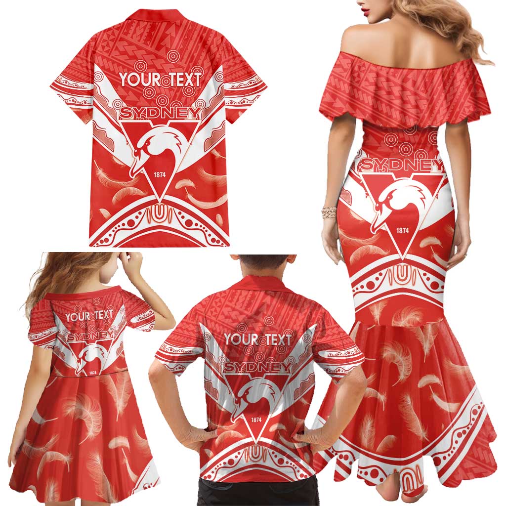 Personalised Swans Football Family Matching Mermaid Dress and Hawaiian Shirt 2024 Swannies Mascot Go Champions