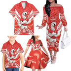 Personalised Swans Football Family Matching Off The Shoulder Long Sleeve Dress and Hawaiian Shirt 2024 Swannies Mascot Go Champions
