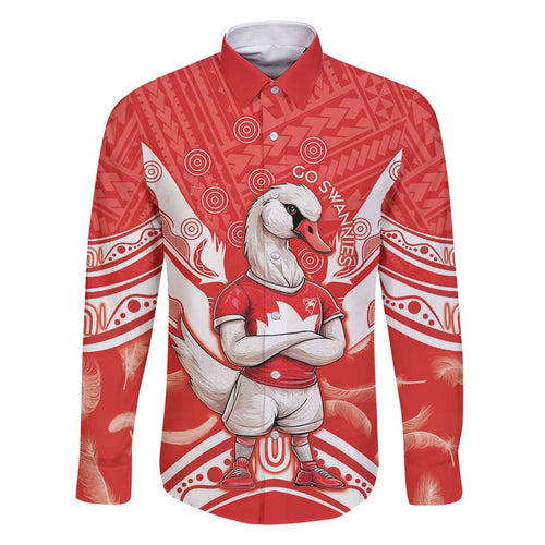 Personalised Swans Football Family Matching Off Shoulder Maxi Dress and Hawaiian Shirt 2024 Swannies Mascot Go Champions