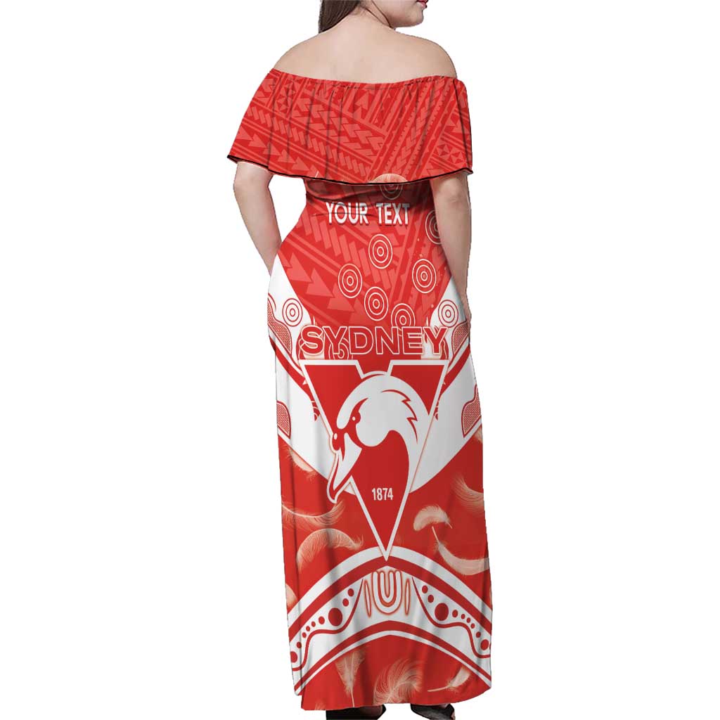 Personalised Swans Football Family Matching Off Shoulder Maxi Dress and Hawaiian Shirt 2024 Swannies Mascot Go Champions