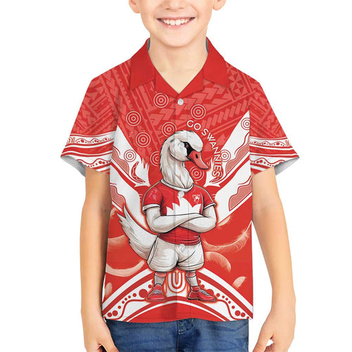 Personalised Swans Football Family Matching Off Shoulder Maxi Dress and Hawaiian Shirt 2024 Swannies Mascot Go Champions