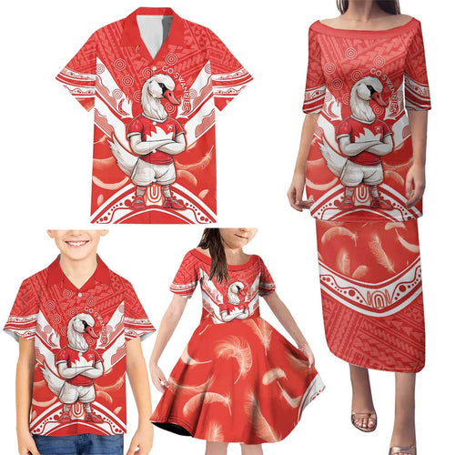 Personalised Swans Football Family Matching Puletasi and Hawaiian Shirt 2024 Swannies Mascot Go Champions