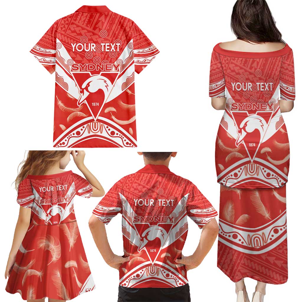Personalised Swans Football Family Matching Puletasi and Hawaiian Shirt 2024 Swannies Mascot Go Champions