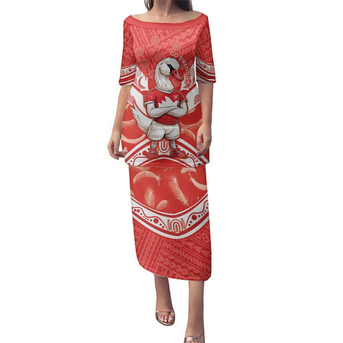 Personalised Swans Football Family Matching Puletasi and Hawaiian Shirt 2024 Swannies Mascot Go Champions