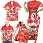 Personalised Swans Football Family Matching Short Sleeve Bodycon Dress and Hawaiian Shirt 2024 Swannies Mascot Go Champions