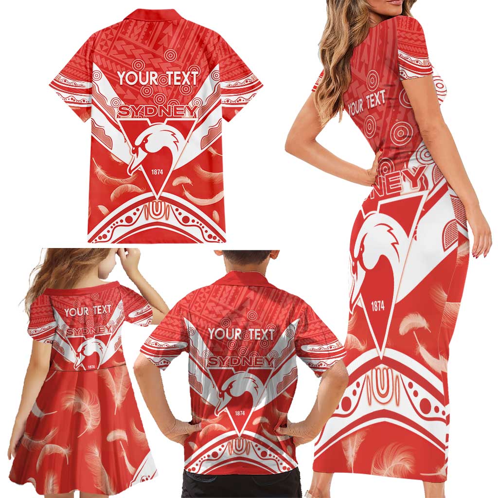 Personalised Swans Football Family Matching Short Sleeve Bodycon Dress and Hawaiian Shirt 2024 Swannies Mascot Go Champions