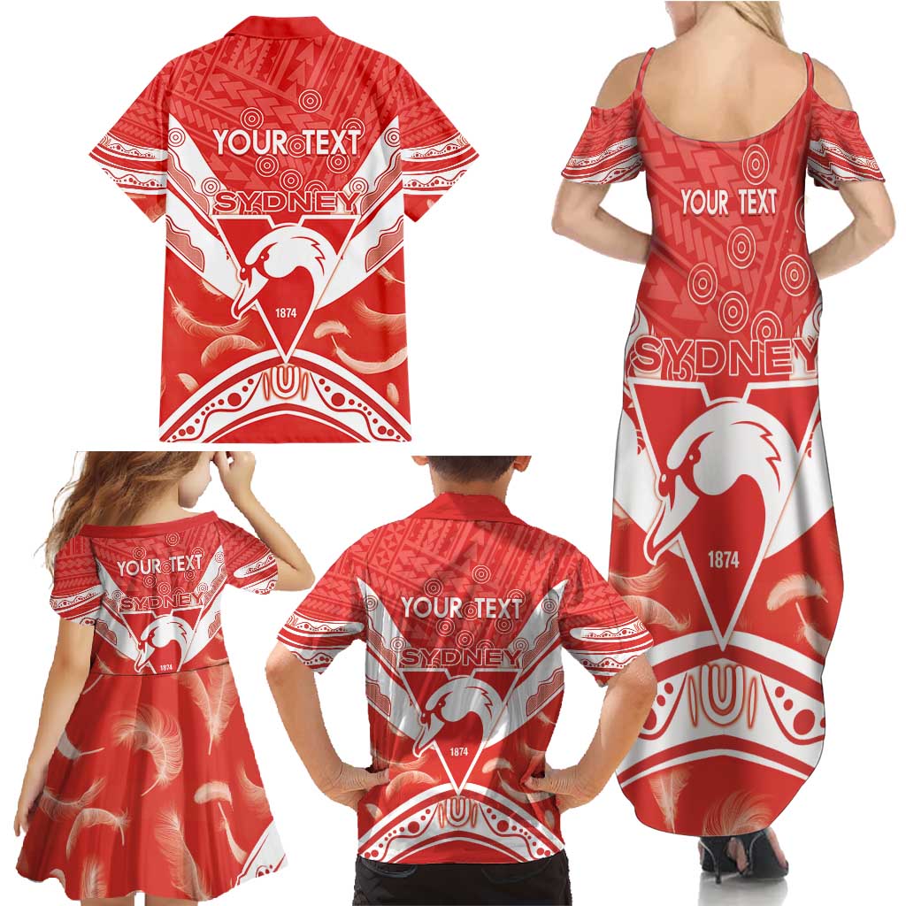 Personalised Swans Football Family Matching Summer Maxi Dress and Hawaiian Shirt 2024 Swannies Mascot Go Champions