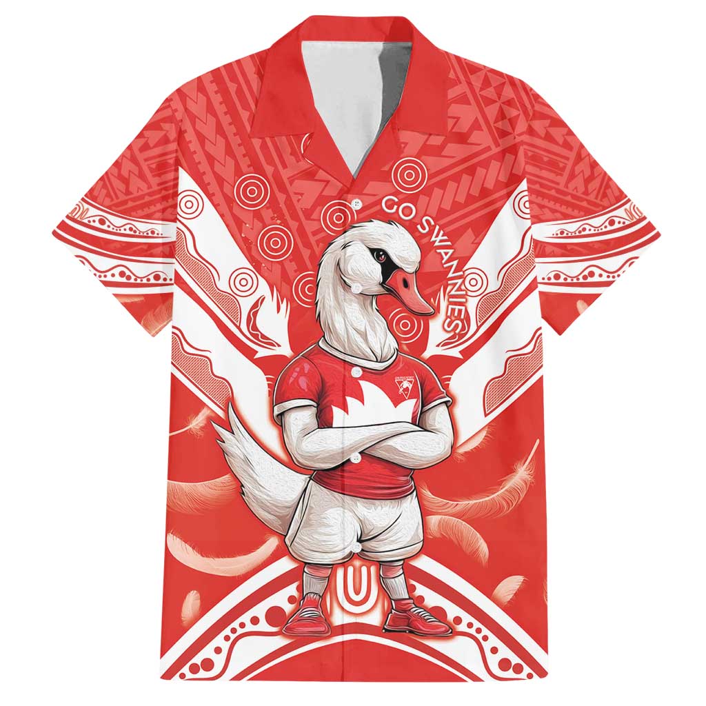Personalised Swans Football Family Matching Summer Maxi Dress and Hawaiian Shirt 2024 Swannies Mascot Go Champions
