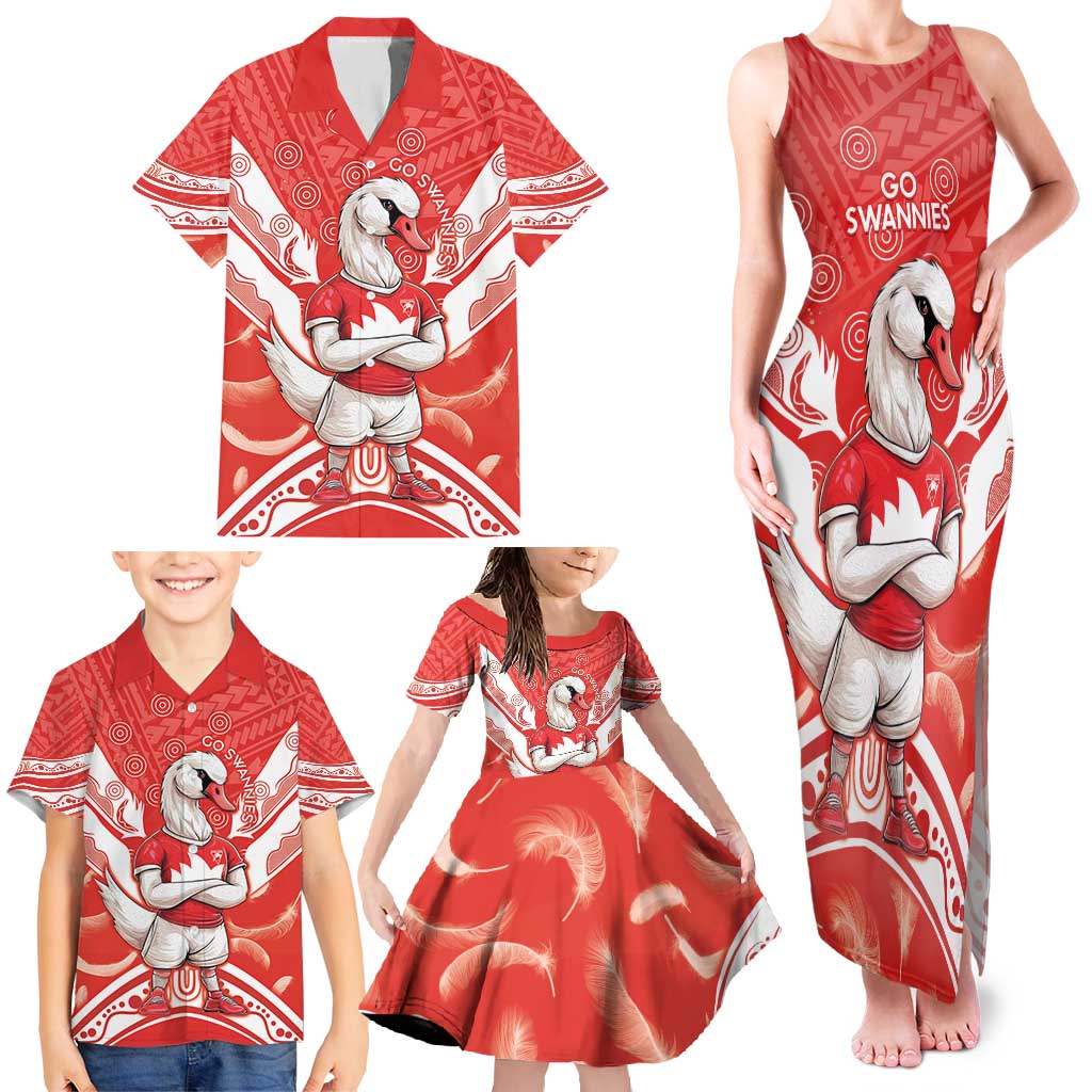 Personalised Swans Football Family Matching Tank Maxi Dress and Hawaiian Shirt 2024 Swannies Mascot Go Champions