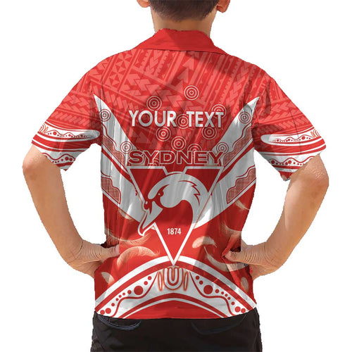 Personalised Swans Football Kid Hawaiian Shirt 2024 Swannies Mascot Go Champions