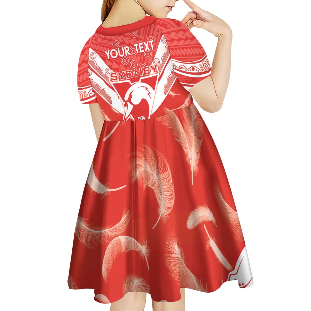 Personalised Swans Football Kid Short Sleeve Dress 2024 Swannies Mascot Go Champions