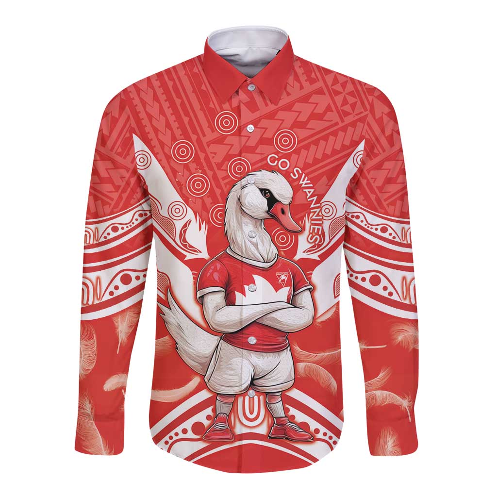 Personalised Swans Football Long Sleeve Button Shirt 2024 Swannies Mascot Go Champions