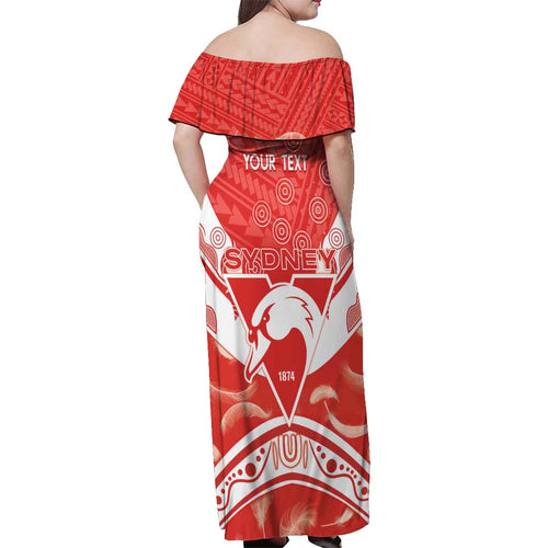 Personalised Swans Football Off Shoulder Maxi Dress 2024 Swannies Mascot Go Champions