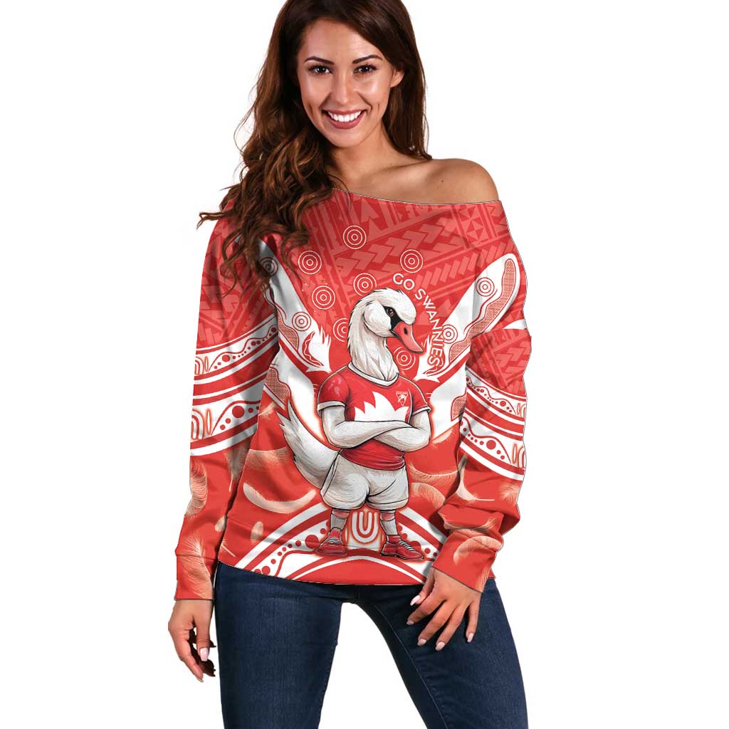 Personalised Swans Football Off Shoulder Sweater 2024 Swannies Mascot Go Champions