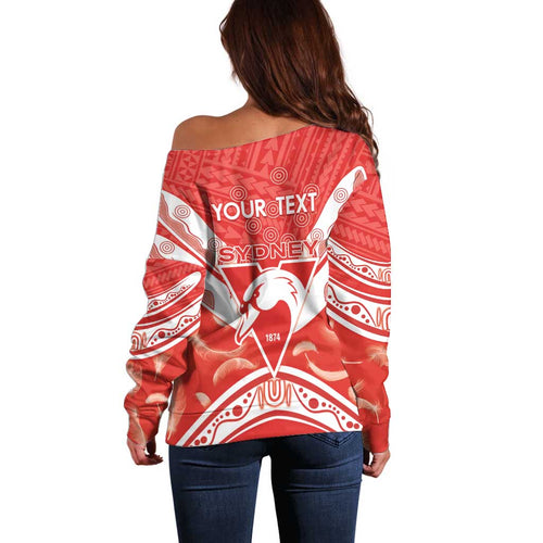 Personalised Swans Football Off Shoulder Sweater 2024 Swannies Mascot Go Champions