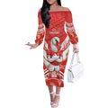 Personalised Swans Football Off The Shoulder Long Sleeve Dress 2024 Swannies Mascot Go Champions