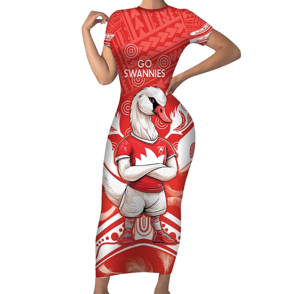 Personalised Swans Football Short Sleeve Bodycon Dress 2024 Swannies Mascot Go Champions