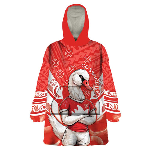 Personalised Swans Football Wearable Blanket Hoodie 2024 Swannies Mascot Go Champions