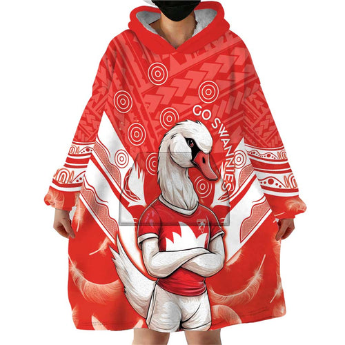 Personalised Swans Football Wearable Blanket Hoodie 2024 Swannies Mascot Go Champions