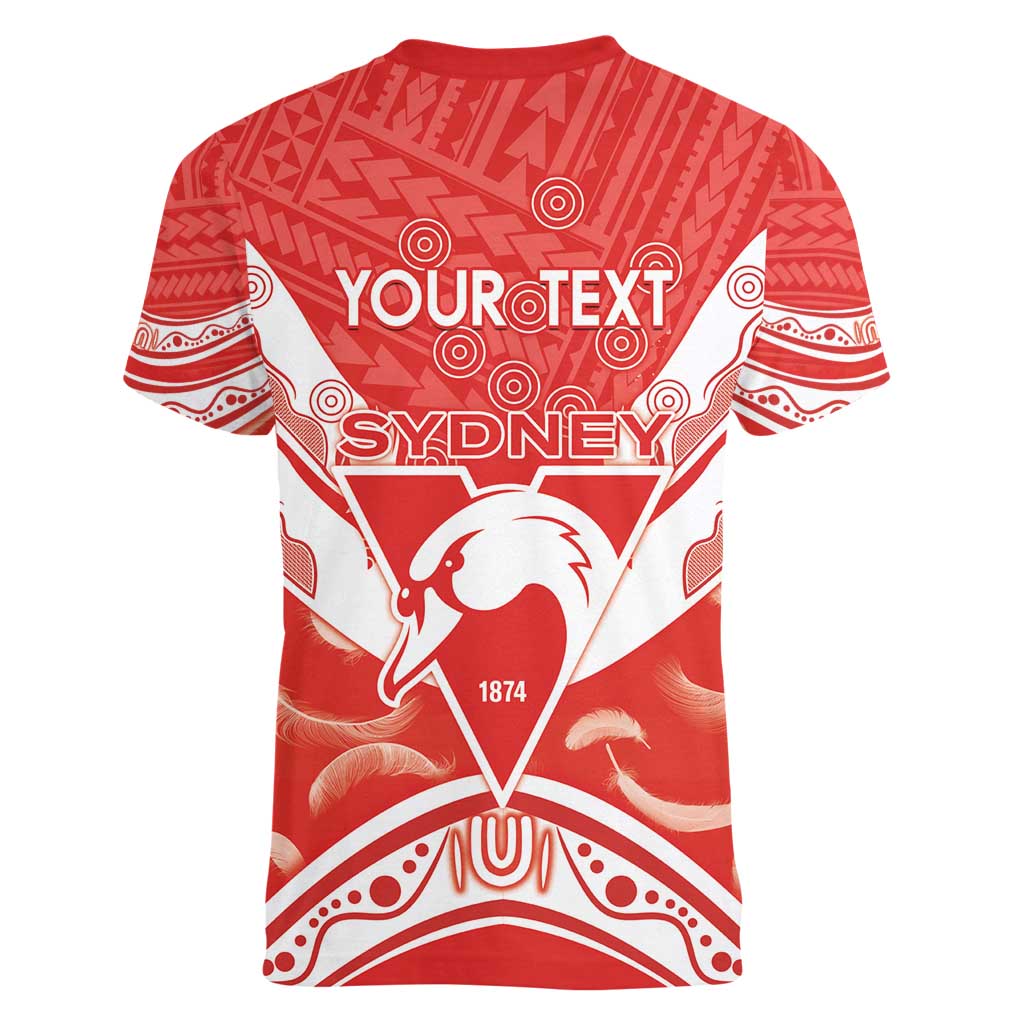 Personalised Swans Football Women V-Neck T-Shirt 2024 Swannies Mascot Go Champions