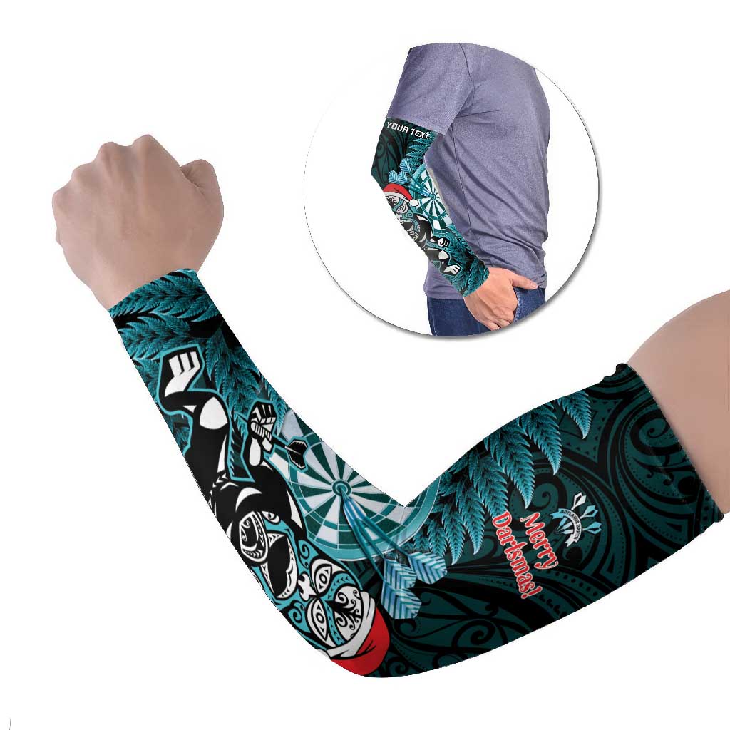 Personalised New Zealand Darts Christmas Arm Sleeves Maori Fern Merry Dartsmas - Aussie Hoodie
