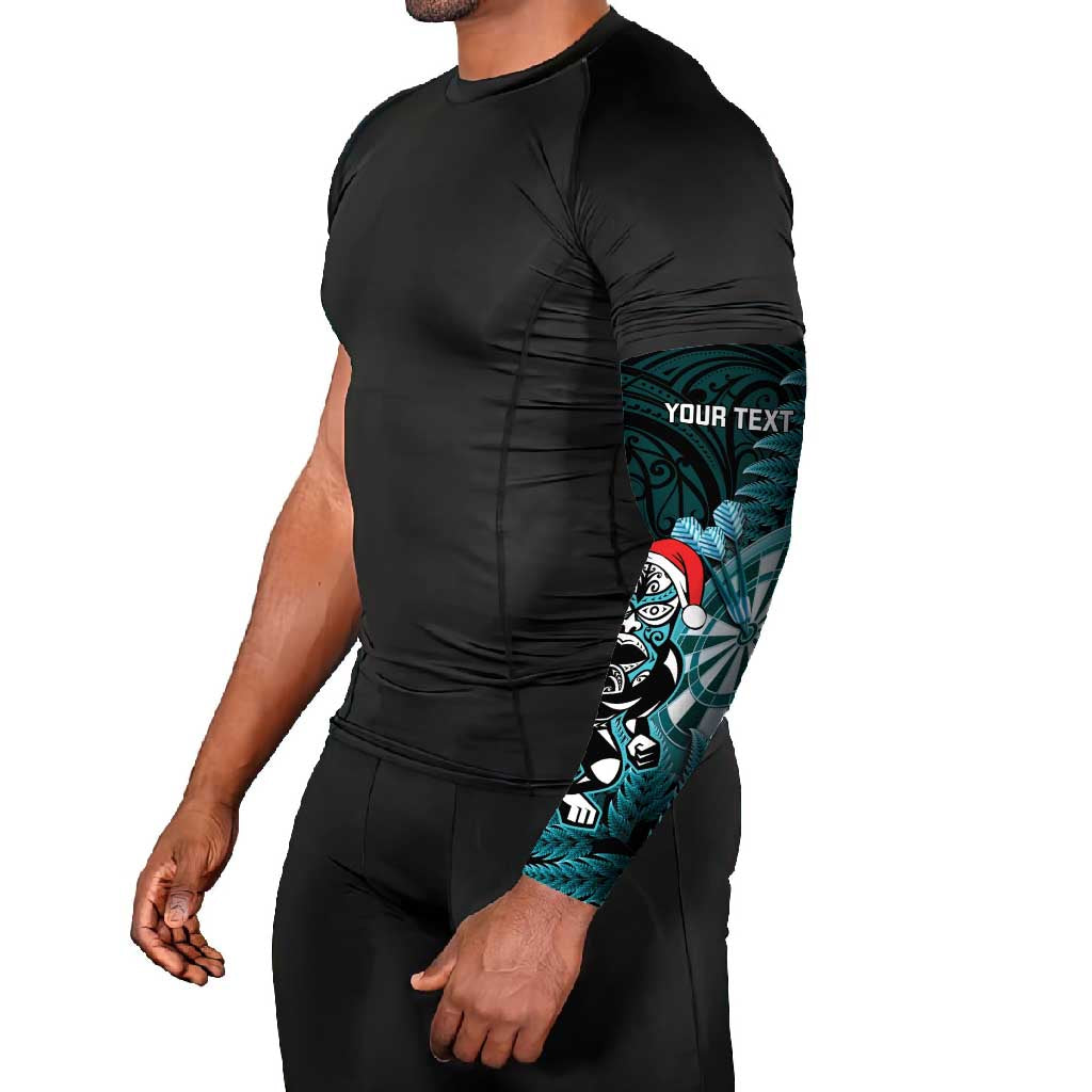Personalised New Zealand Darts Christmas Arm Sleeves Maori Fern Merry Dartsmas - Aussie Hoodie