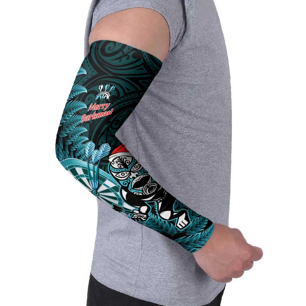 Personalised New Zealand Darts Christmas Arm Sleeves Maori Fern Merry Dartsmas - Aussie Hoodie