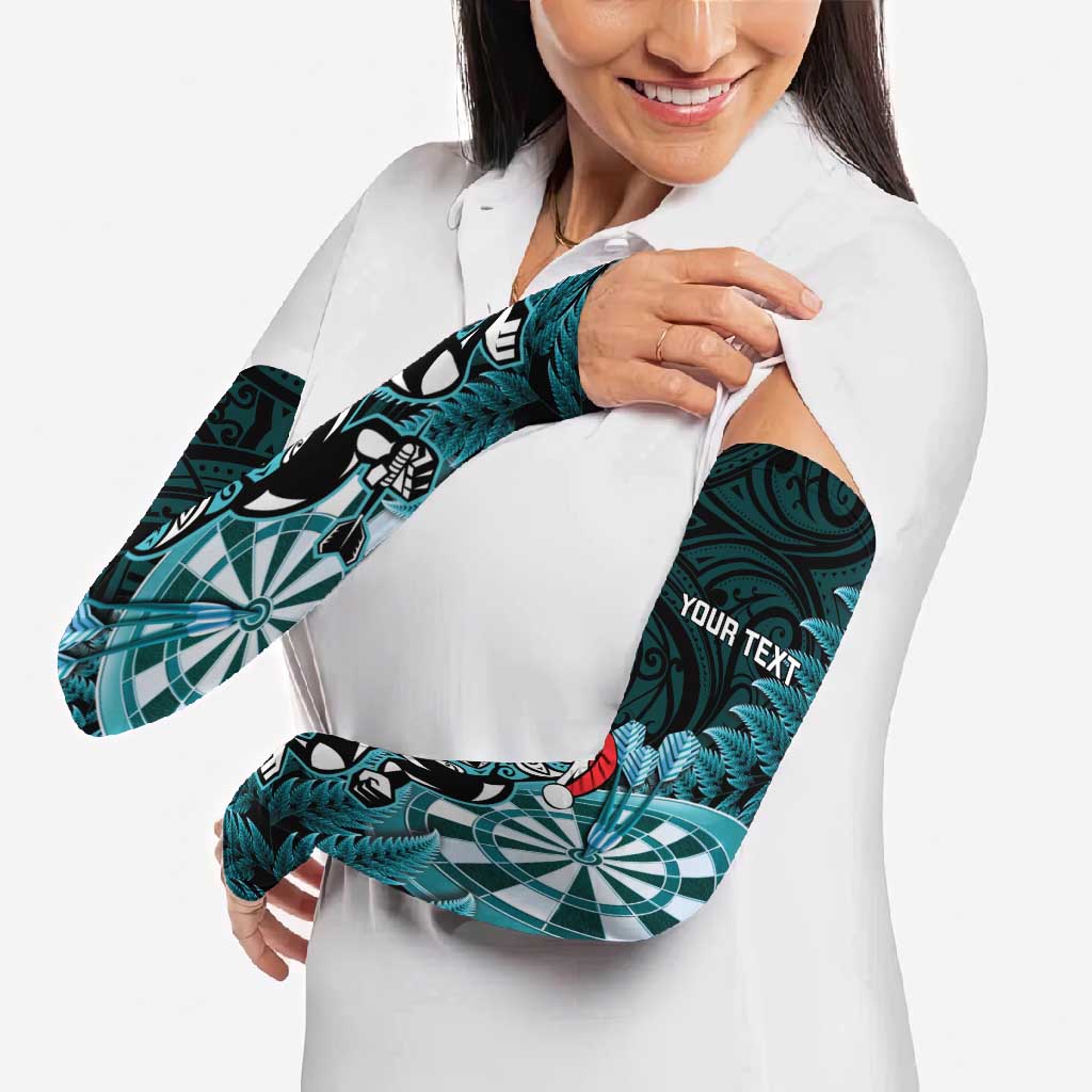 Personalised New Zealand Darts Christmas Arm Sleeves Maori Fern Merry Dartsmas - Aussie Hoodie
