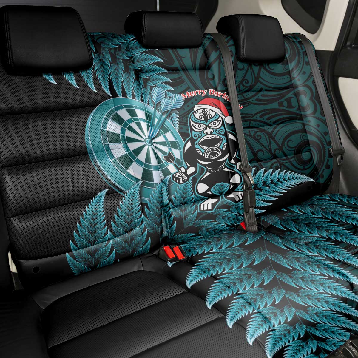 New Zealand Darts Christmas Back Car Seat Cover Maori Fern Merry Dartsmas - Aussie Hoodie