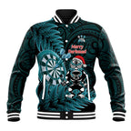 Personalised New Zealand Darts Christmas Baseball Jacket Maori Fern Merry Dartsmas - Aussie Hoodie