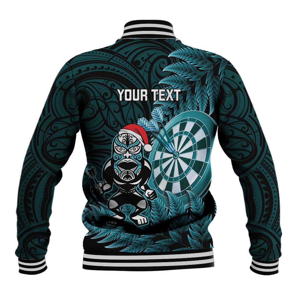 Personalised New Zealand Darts Christmas Baseball Jacket Maori Fern Merry Dartsmas - Aussie Hoodie