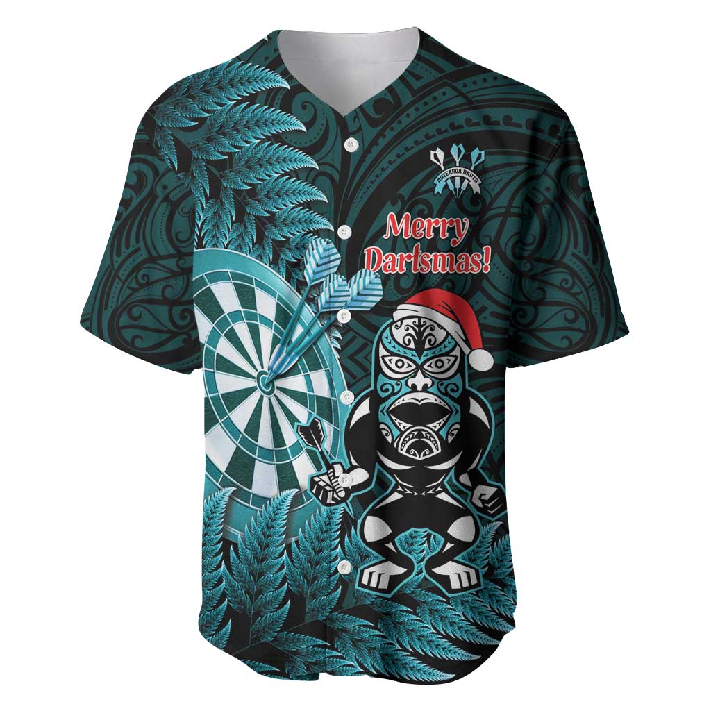Personalised New Zealand Darts Christmas Baseball Jersey Maori Fern Merry Dartsmas - Aussie Hoodie