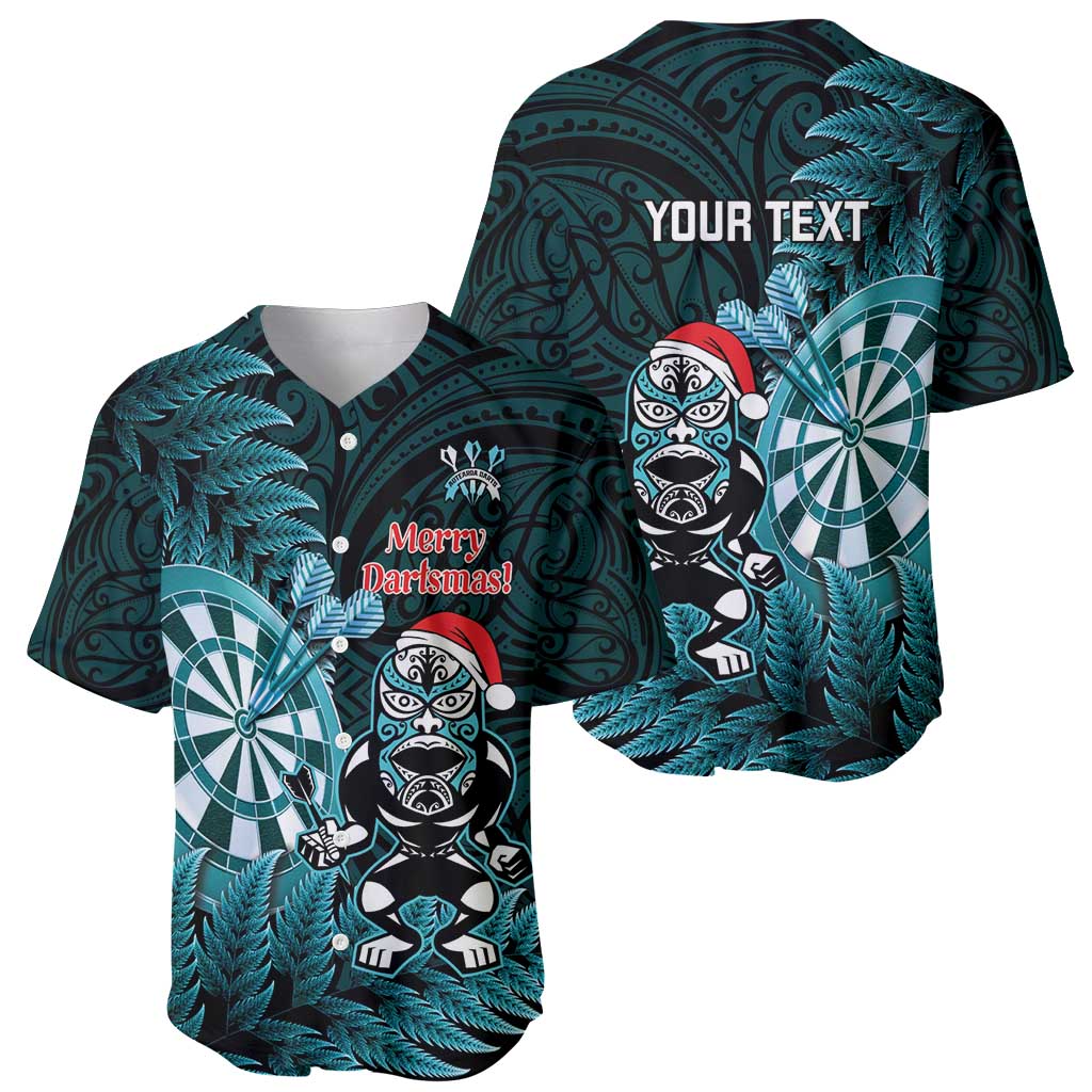 Personalised New Zealand Darts Christmas Baseball Jersey Maori Fern Merry Dartsmas - Aussie Hoodie