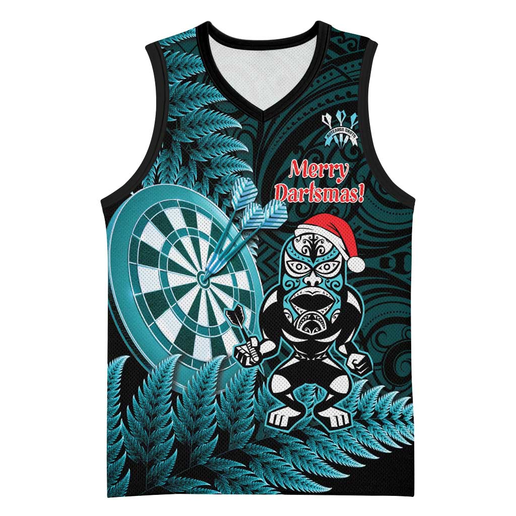 Personalised New Zealand Darts Christmas Basketball Jersey Maori Fern Merry Dartsmas - Aussie Hoodie