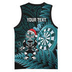 Personalised New Zealand Darts Christmas Basketball Jersey Maori Fern Merry Dartsmas - Aussie Hoodie