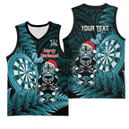 Personalised New Zealand Darts Christmas Basketball Jersey Maori Fern Merry Dartsmas - Aussie Hoodie