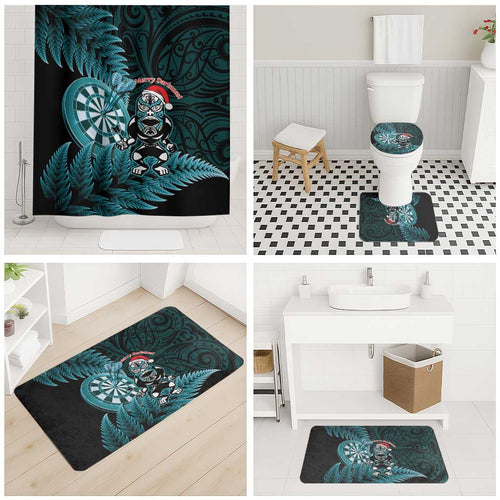 New Zealand Darts Christmas Bathroom Set Maori Fern Merry Dartsmas - Aussie Hoodie