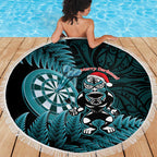 New Zealand Darts Christmas Beach Blanket Maori Fern Merry Dartsmas - Aussie Hoodie