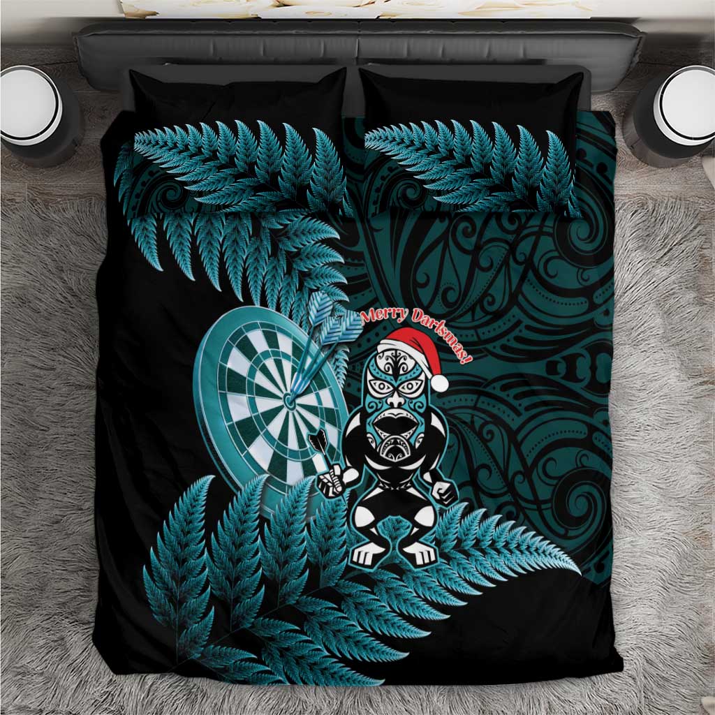 New Zealand Darts Christmas Bedding Set Maori Fern Merry Dartsmas - Aussie Hoodie