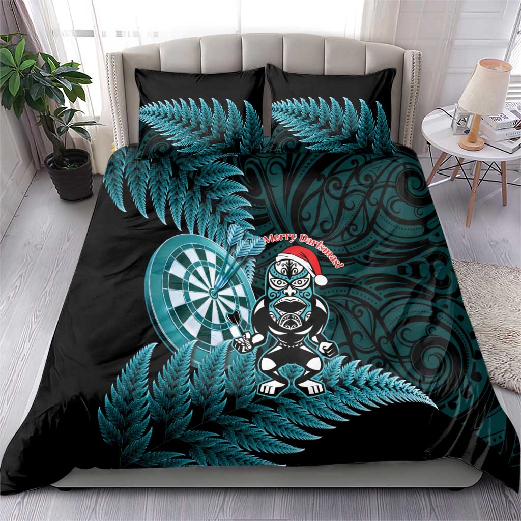 New Zealand Darts Christmas Bedding Set Maori Fern Merry Dartsmas - Aussie Hoodie