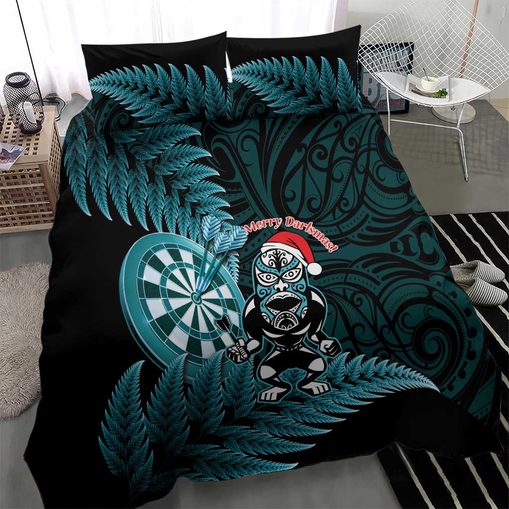 New Zealand Darts Christmas Bedding Set Maori Fern Merry Dartsmas - Aussie Hoodie