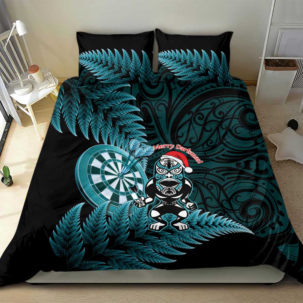 New Zealand Darts Christmas Bedding Set Maori Fern Merry Dartsmas - Aussie Hoodie