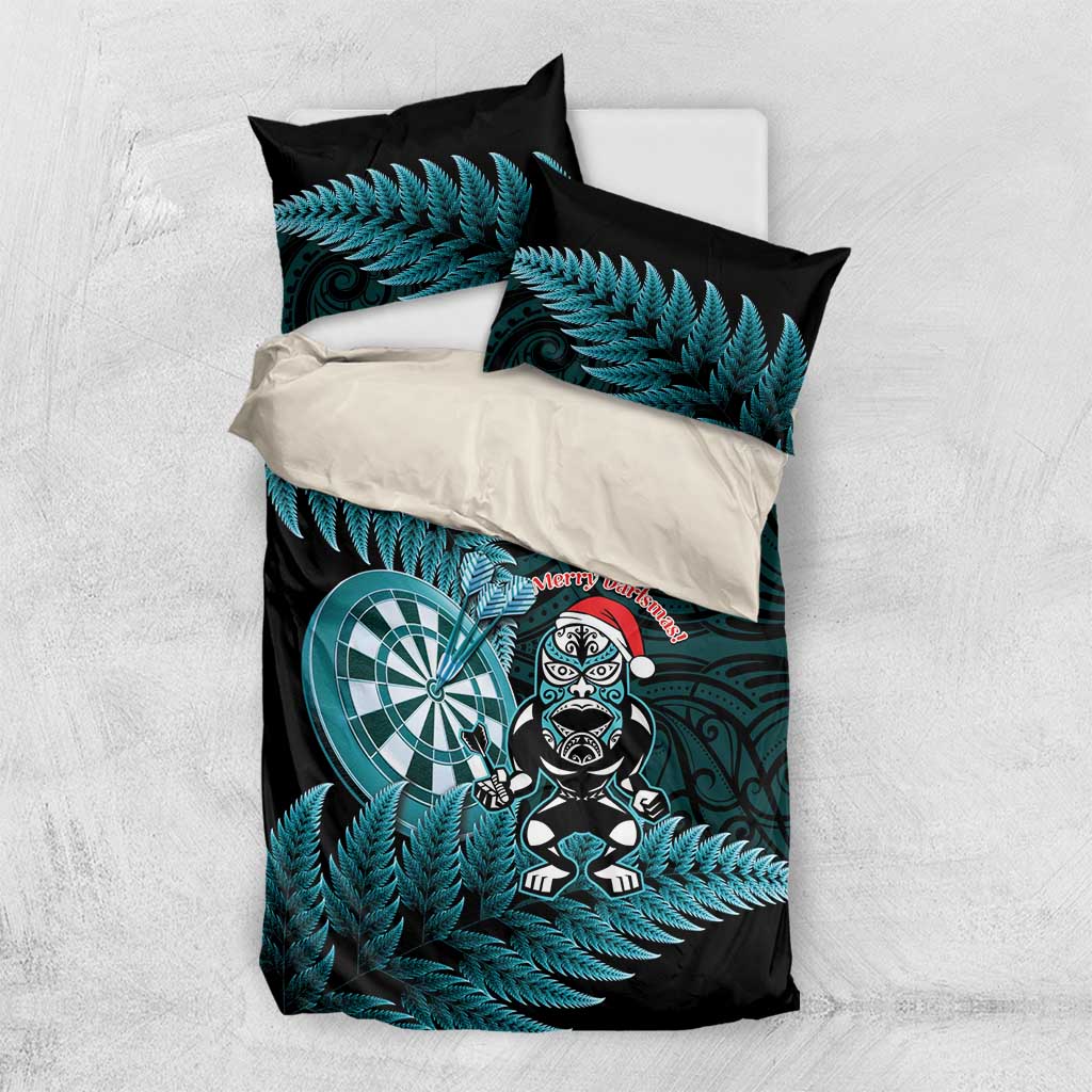 New Zealand Darts Christmas Bedding Set Maori Fern Merry Dartsmas - Aussie Hoodie