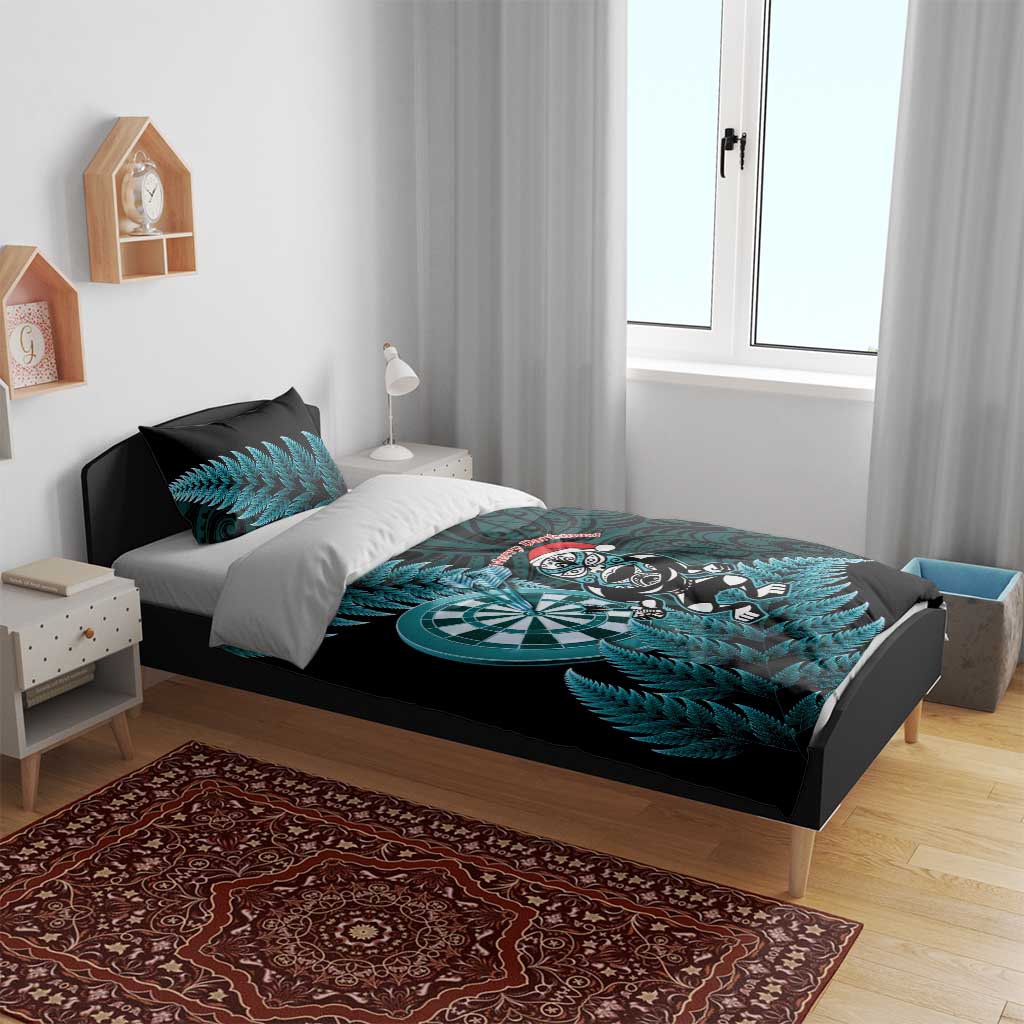 New Zealand Darts Christmas Bedding Set Maori Fern Merry Dartsmas - Aussie Hoodie