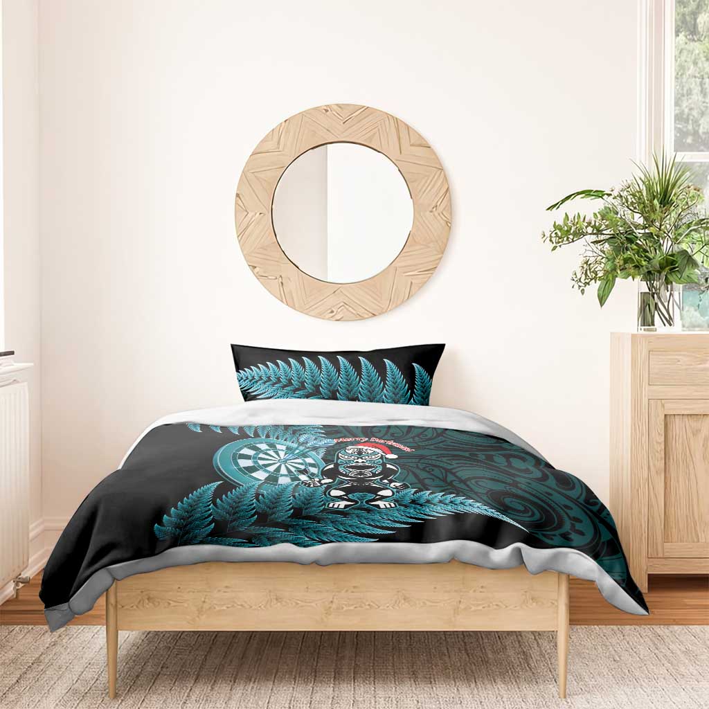 New Zealand Darts Christmas Bedding Set Maori Fern Merry Dartsmas - Aussie Hoodie