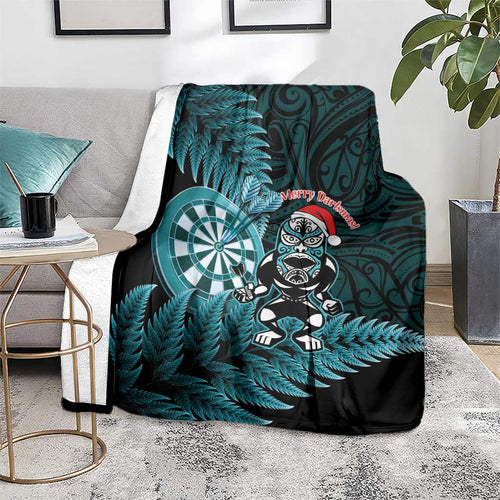 New Zealand Darts Christmas Blanket Maori Fern Merry Dartsmas - Aussie Hoodie