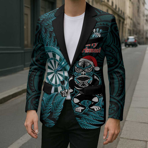 Personalised New Zealand Darts Christmas Blazer Maori Fern Merry Dartsmas - Aussie Hoodie
