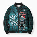 Personalised New Zealand Darts Christmas Bomber Puffer Jacket Maori Fern Merry Dartsmas - Aussie Hoodie